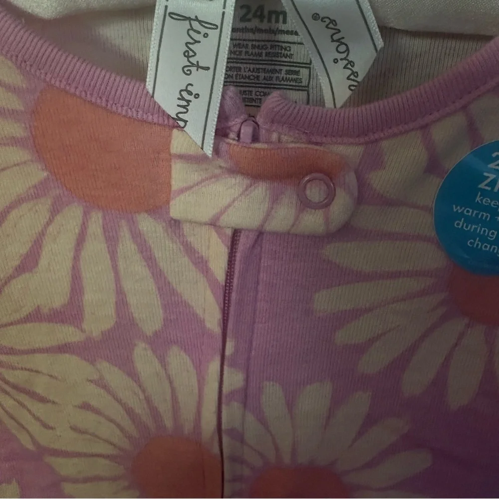 NWT Carter's One Piece Sunflower 100% Snug Fit Cotton Footie Pajamas Purple 24M